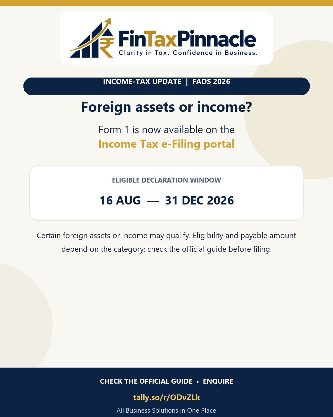 FADS 2026 Form 1 update